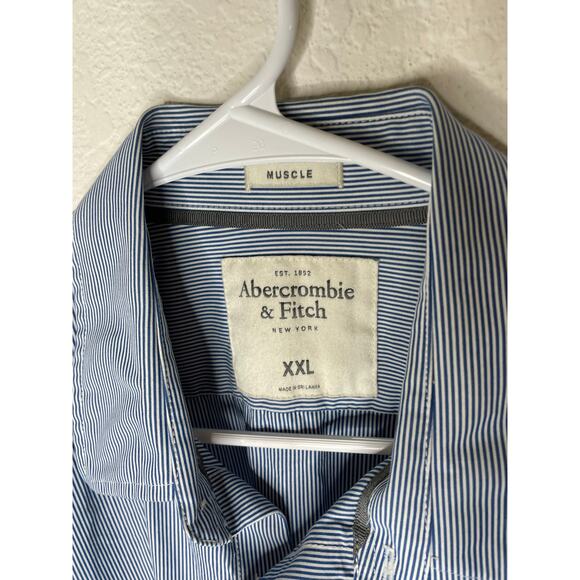 Abercrombie & Fitch Muscle Button Up Shirt Mens Size xxl Classic Striped Shirt - Picture 3 of 5